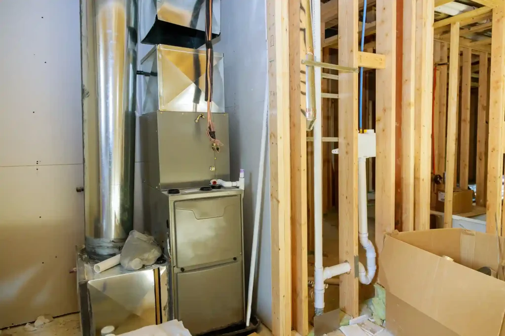 New high-efficiency furnace installation in Michigan home, professional system sizing and replacement.